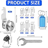 Tomoyuki 2 Pcs Cabinet Locks 16mm Letterbox Locks with 6 Plates Keys view 2