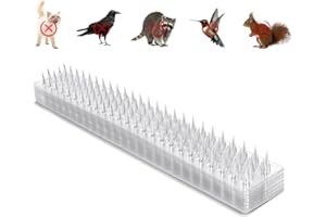 Zipcase 49.5 ft Clear Transparent PVC Bird Spikes-Advanced Dual-Length Spikes for Narrow Landing Gaps and Precision Deterrence,Effectively Guarding Against Birds,Pigeons,Cats,Squirrels, 36-Pack