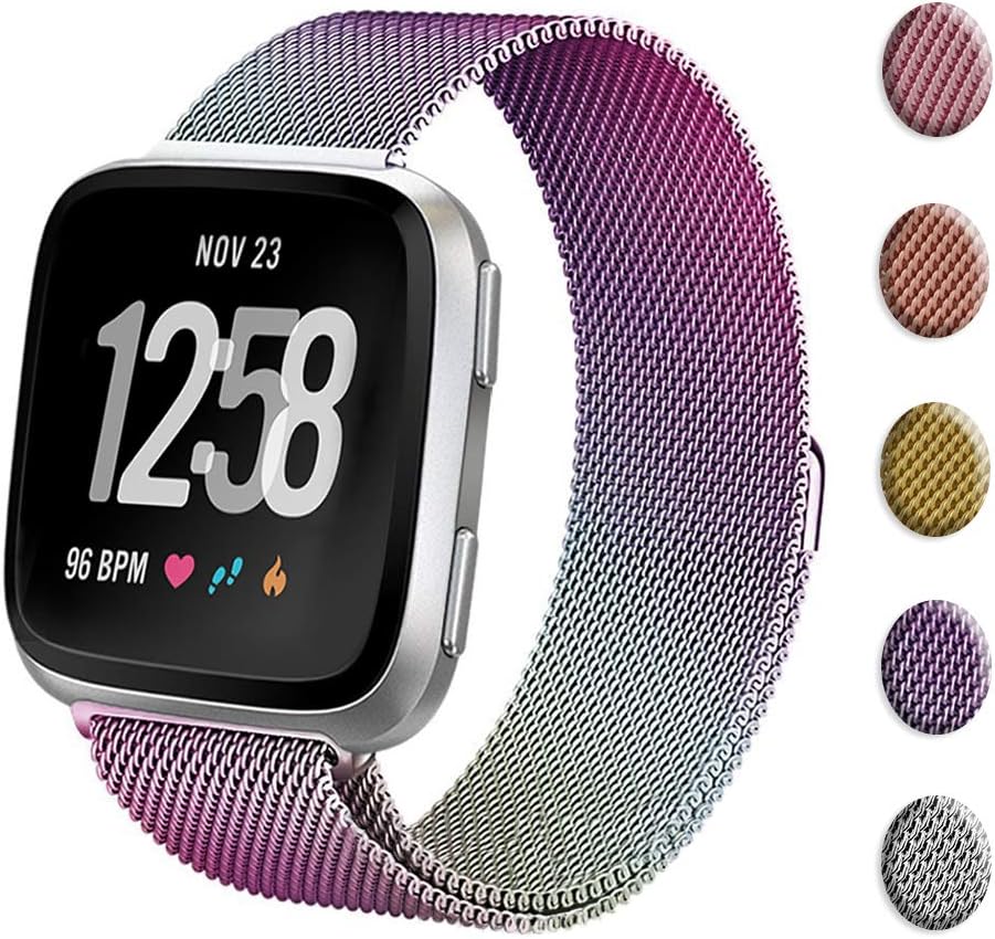 Metal Replacement Bands Compatible for Fitbit Versa/Versa Lite Edition/Versa 2,Adjustable Wrist Accessories Sport Wristbands for Women&Men
