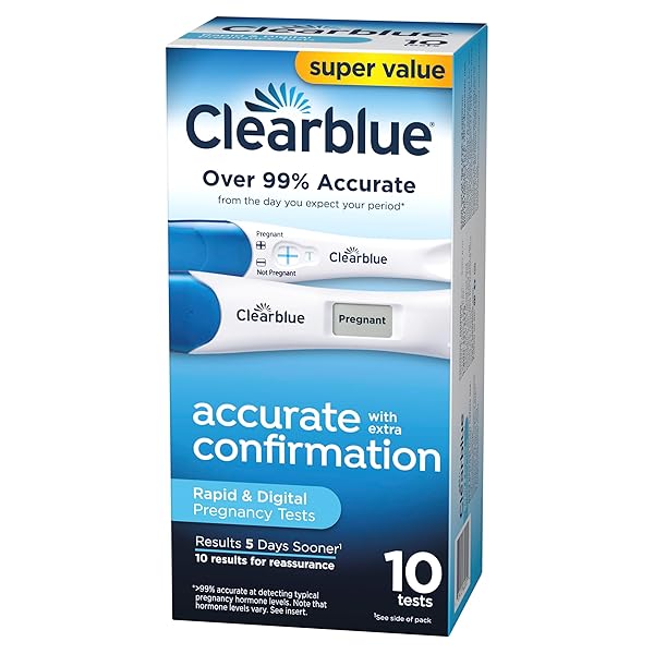 CLEARBLUE PREGNANCY TEST COMBO PACK, 10CT – DIGITAL WITH SMART COUNTDOWN & RAPID DETECTION – SUPER VALUE