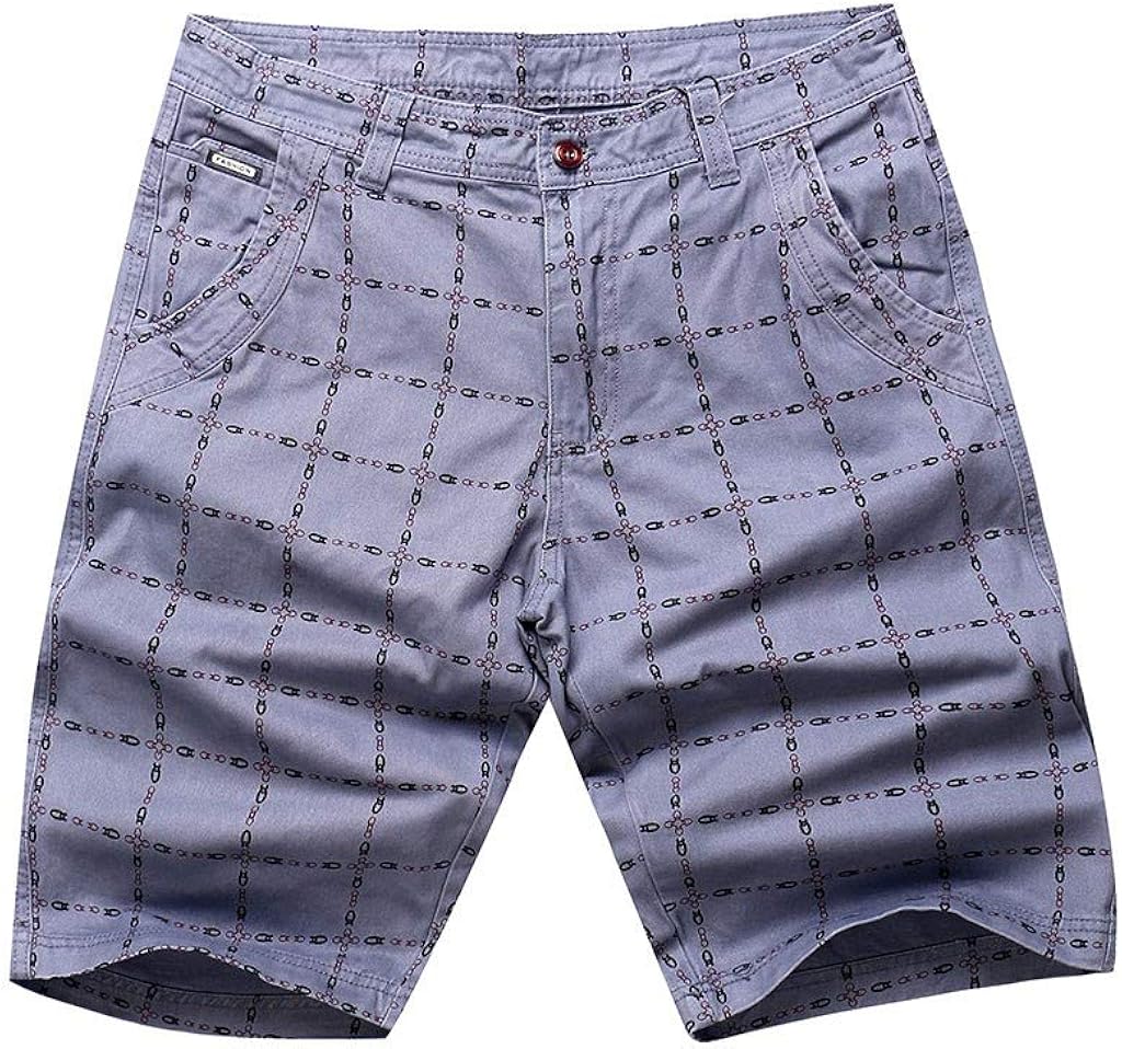 DIOMOR Classic Plaid Slim Fit Cargo Shorts for Men 9" Inseam Casual Outdoor Knee Length Board Pants Comfy Hiking Trunks | 