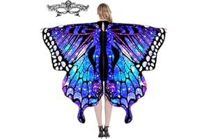 TONAK Butterfly Cape Costume Adult, Halloween Butterfly Wings Costume Women Colorful Festival Butterfly Wings Shawl Cape