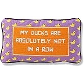 FURBISH Needlepoint Decorative Throw Pillow - Ducks in a Row - 9" x 15" - Small Embroidered Accent Pillow for Bed, Chair, Couch, Sofa - Eclectic Home Decor