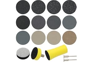 185 Pieces 1 Inch Sanding Discs, VIBRATITE Wet Dry Sand Pads with 1/8" Shank Backing Pad and Soft Foam Buffering Pad Assorted 60 to 10000 Grits Grinding Abrasive for Wood Metal Mirror Jewelry