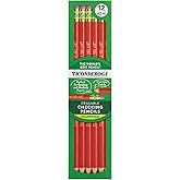 Ticonderoga Erasable Checking Wood-Cased Pencils, Pre-Sharpened, Red, 12 Count