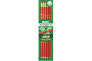Ticonderoga Erasable Checking Wood-Cased Pencils, Pre-Sharpened, Red, 12 Count