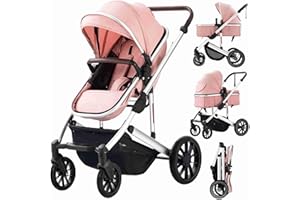 ARLIFO Baby Stroller Newborns and up 2-in-1 with Bassinet Mode - Infant Newborn Toddler Pram Convertible Stroller - Foldable Standard Baby Strollers for 0-36 Months Old Babies (Pink)