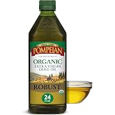 Pompeian Robust Organic Extra Virgin Olive Oil - 24 fl oz | First Cold Pressed Olive Oil for Cooking - Full-Bodied Taste for