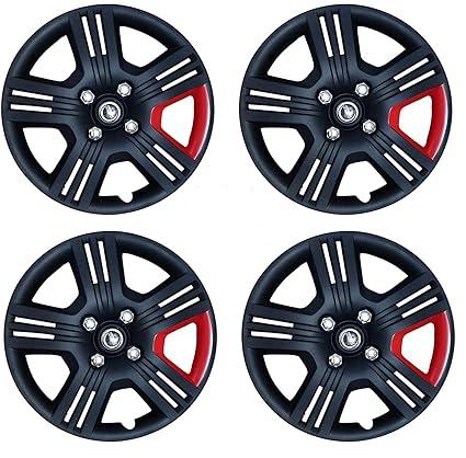 Hotwheelz Swift Dzire 14-inch Wheel Cover Black Twin red (Set of 4,)