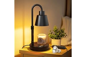 KPBOTL Candle Warmer Lamp, Adjustable Height Warm White Electric Candle Lamp Warmer with Timer and Dimmer for Scented Jar Candles House Warming Decor Women Gifts (Metal Base)