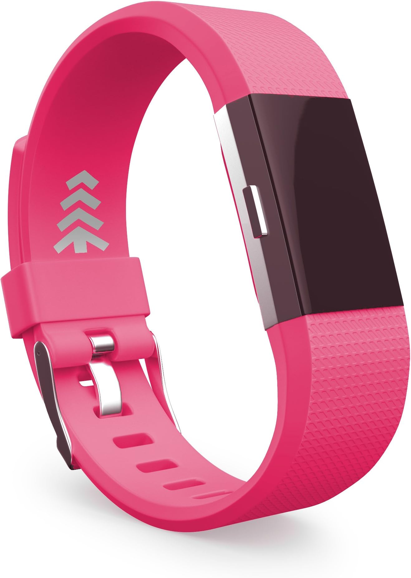 Teak - Silicone Sport Replacement Wristband for Fitbit Charge 2 - Large Rose Red