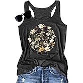 Womens Boho Floral Tank Tops Vintage Mandala Racerback Tank Summer Short Sleeve Tank Cute Tank Tops