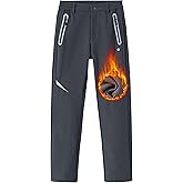 MoFiz Kids Fleece Lined Snow Ski Pants Waterproof Warm Winter Hiking Pants for Boys Girls Snowboard Pants with Zip Pockets