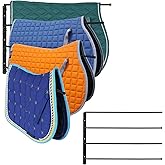 badashun Saddle Pad Rack 4 Bar Wall Mount, Horse Blanket Holder 180 Degree Swing Rack Arms Saddle Rack Wall Mount for English Saddle Pad Storage Various Accessories (15.8 x 23.6 Inch)
