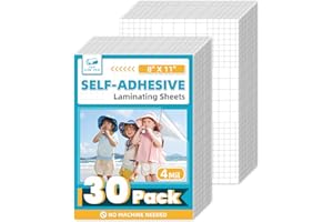 T&W SAME FILM 30 Pack Self Adhesive Laminating Sheets, 4mil, 8 x 11 Inch Laminator Sheets, Self Sealing Laminating Sheets for Laminator, Round Corner, No Heat, No Machine Needed
