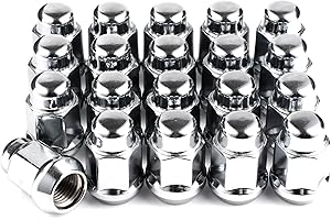 Gaemi 7/16 Lug Nuts, 20 PCS Chrome Closed End Bulge Acorn Wheel Lug Nut for Aftermarket Wheels,3/4 Inch Hex