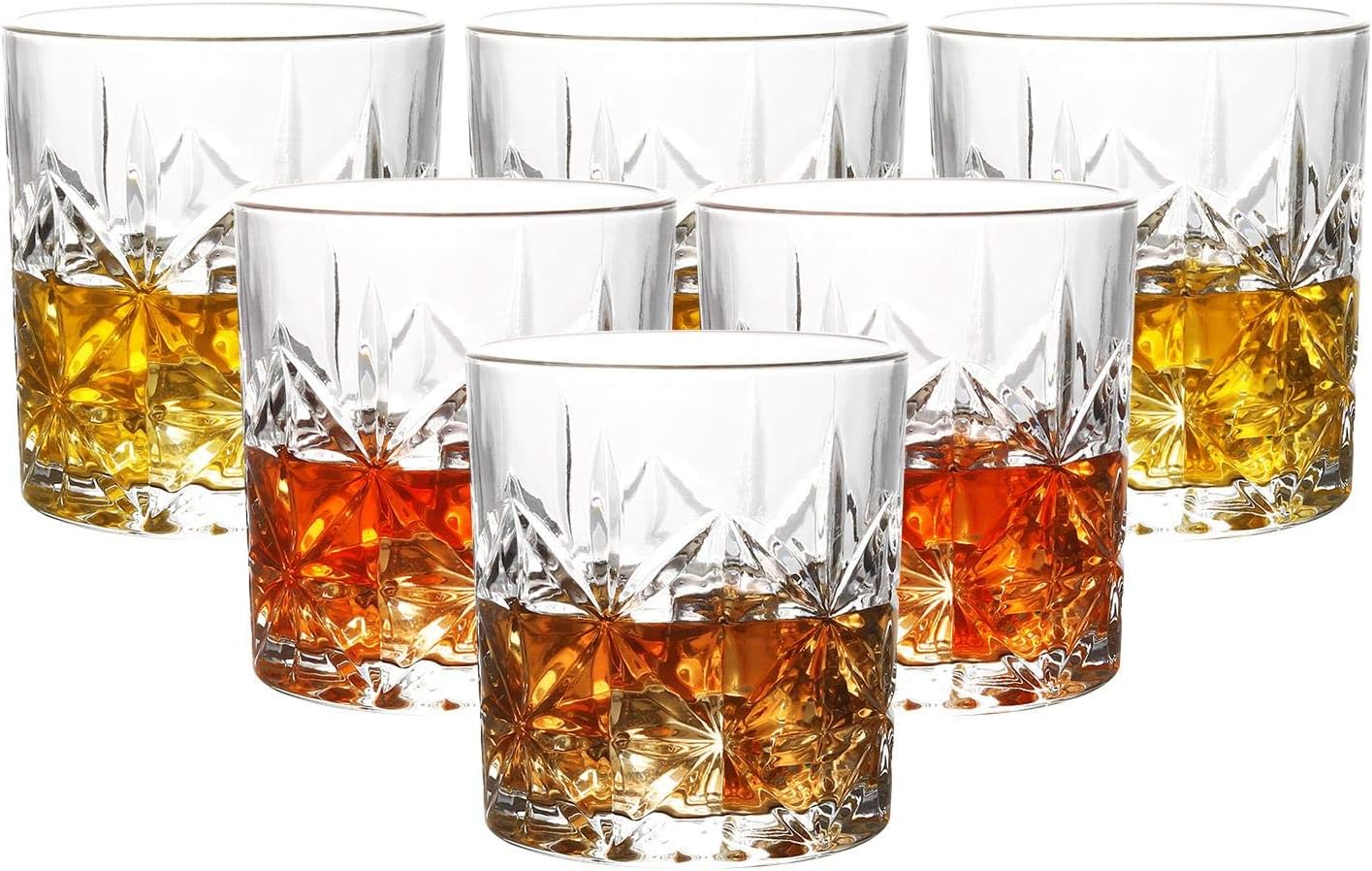 Vinsani 6pc Royal Whisky Glasses Crystal Cut Transparent Whiskey