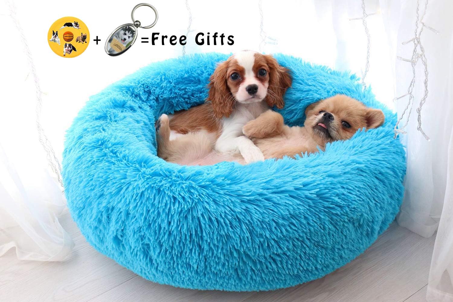 LamzoomDeluxe Pet Bed for Cats and Small to Medium Dogs. Cosy with Soft Cushion Round or Oval Nesting Cave/Bed for Pets (Cats and Small Dogs) in Doughnut Shape.