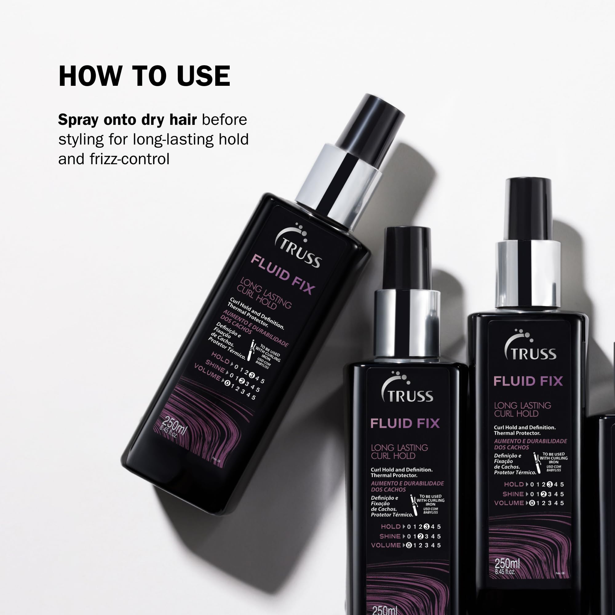 TRUSS Fluid Fix - Long-lasting Curl And Defining Hold - Leave-in Heat Protectant Styling Spray For Hair - Provides Definition And Volume At The Roots For Curls