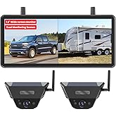 AUTO-VOX 2 Solar Backup Camera Wireless for RVs, Flexible Monitoring | 7.2" HD 1080P Monitor, Dual Camera System, Strong Magnetic Scratch-Proof Rear View Camera for Trucks, Campers, SUVs, Cars
