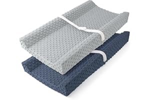 Susurration 2Pack Changing Pad Covers Super Soft Minky Dots Plush Changing Table Covers 33x17x7in Breathable Changing Pad Sheets for Unisex Baby Girls and Boys (Grey&Blue)