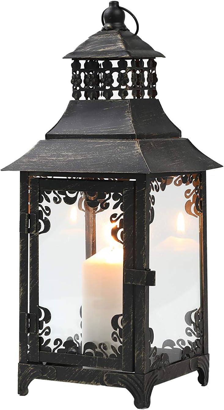 JHY DESIGN Decorative candle Lanterns 37.5 cm High Vintage Style Hanging Lantern Metal