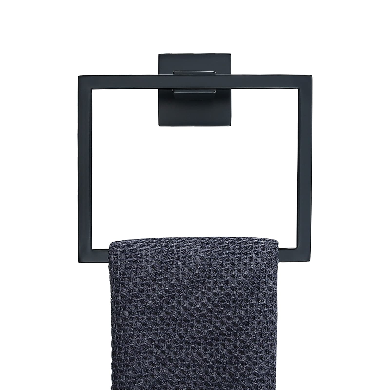 Photo 1 of ***(MISSING HARDWARE)***TNOMS Black Towel Ring Modern Square Hand Towel Bar,Towel Holder for Bathroom,Wall Mount Stainless Steel