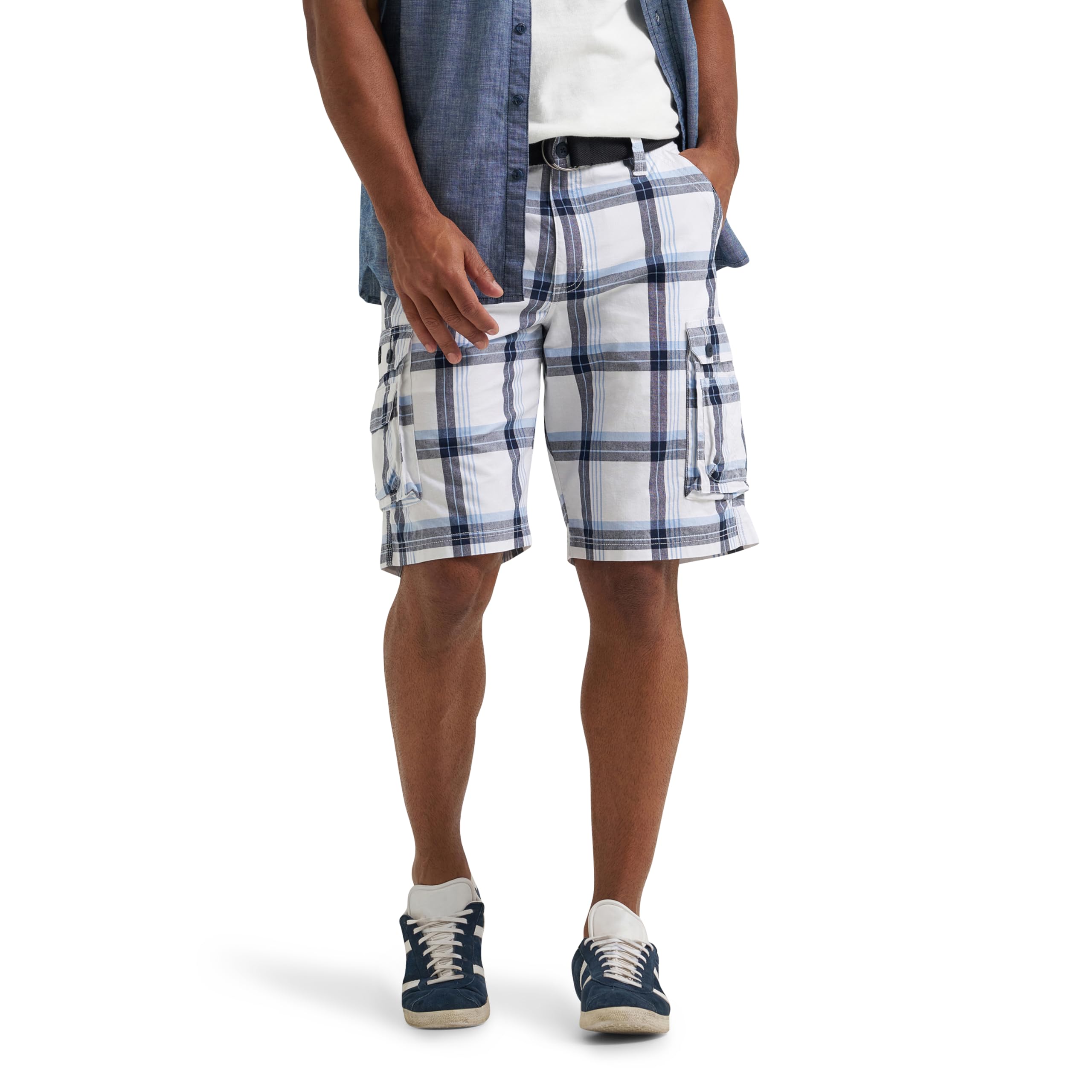 Lee Men's Dungarees New Belted Wyoming Cargo Short, Halogen Plaid, 34 Image