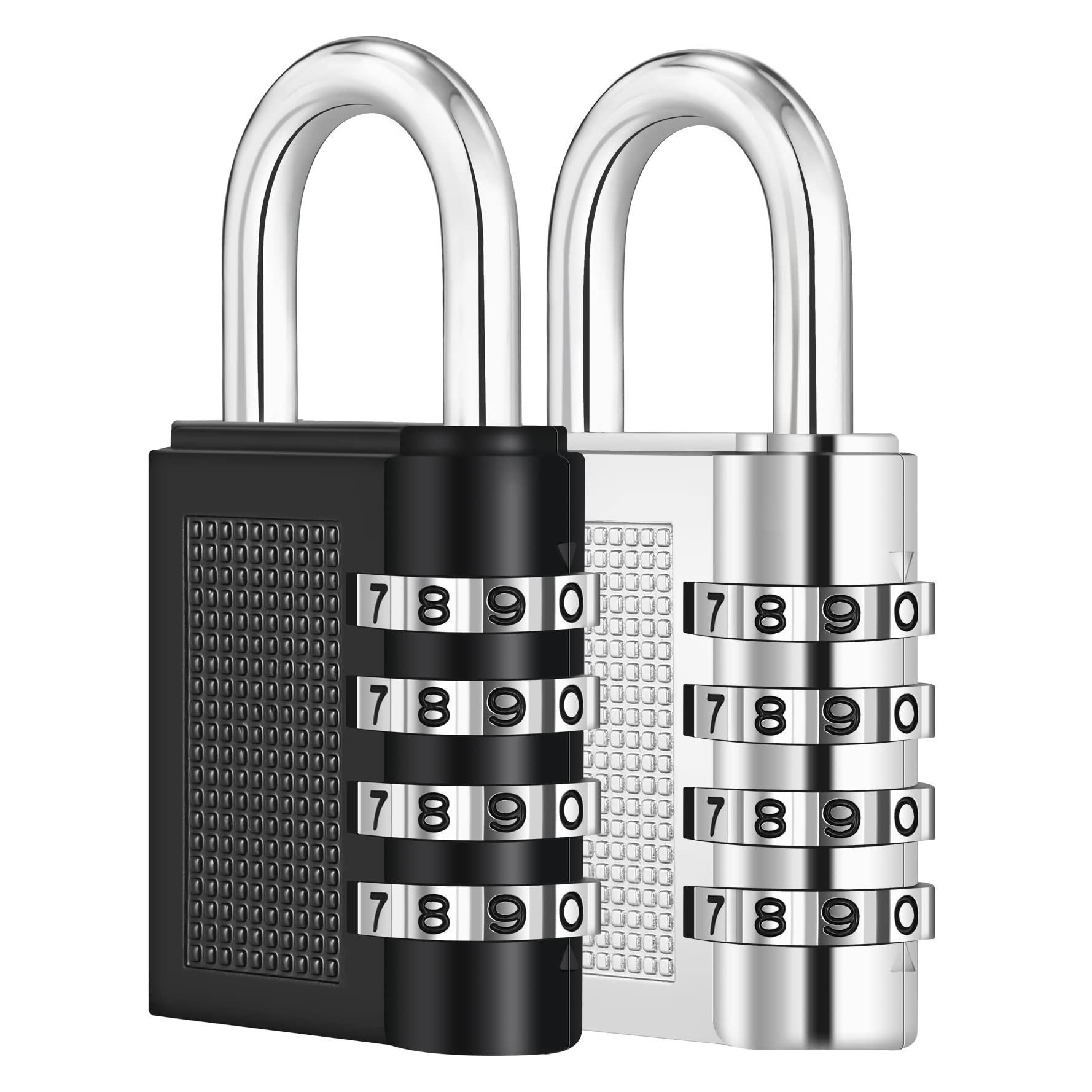 ZHEGE 4-Digit Combination Padlock, Durable & Secure Weatherproof Lock for Gym/School Lockers, Outdoor Fence/Gate/Shed/Garage (2 Pack, Black/Silver)
