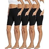 Zonoss 4 Pack Biker Shorts with Pockets for Women High Waist,Womens Athletic Workout Shorts for Summer