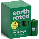 Earth Rated Dog Poop Bags on Refill Rolls, 270 Bags, Lavender | Guaranteed Leak Proof and Extra Thick Waste Bag Refill Rolls