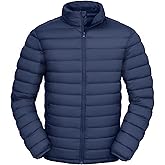 LZACTOIN-X Men's Lightweight Packable Puffer Jacket Insulated Warm Winter Jackets Puffy Coat for Ski Hiking Travel