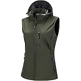 33,000ft Women's Hooded Lightweight Softshell Vest Fleece Lined Windproof Zip Up Sleeveless Jacket for Hiking Golf Running