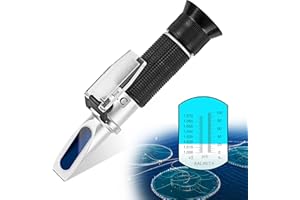 LICHEN LACHOI Salinity Refractometer with ATC Salinity Tester Specific Gravity 0-100PPT & 1.000-1.070 for Seawater Aquarium Mariculture Aquarium Hydrometers Dual Scale Seawater Refractometer
