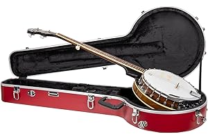 Crossrock ABS Molded Banjo Case for 5-String Resonator & Tenor | Matte Finish, Locking Latch, Backpack Straps – Lightweight Hardshell Protection-Red (CRA861BJRD)