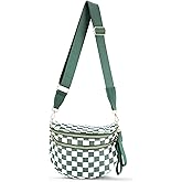 Checkered Crossbody Bum Bags for Women Nylon Checkered Purse Fanny Packs Sling Cross Body Bag with Adjustable Strap