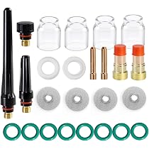 TIANLYLIN 25pcs TIG Stubby Gas Lens Nozzle Kit #12 Glass Cup for ...