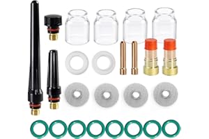 TIANLYLIN 25pcs TIG Stubby Gas Lens Nozzle Kit #12 Glass Cup for DB SR WP 17/18/26 TIG Welding Torch 3/32"
