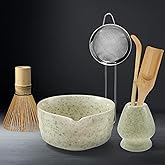 6PCS Matcha Whisk Set With Matcha Bowl, 17oz Japanese Tea kit with Ceramic Chawan Bowl, Bamboo Chasen Whisk, Scoop, Sifter & Holder - Complete Starter Kit for Beginners, Present for Matcha Lover