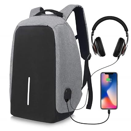 Gadgetbucket Oxford UnTech Anti-Theft Laptop Backpack with USB Charging Headphone Port Fit 14 Inch Water Resistant with a Hidden and Interlayered Zipper