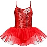 Zaclotre Little Girls Sequin Leotard Sparkly Strap Ballet Leotards Tutu Dress Ballerina Outfit Dance Costume for Kids
