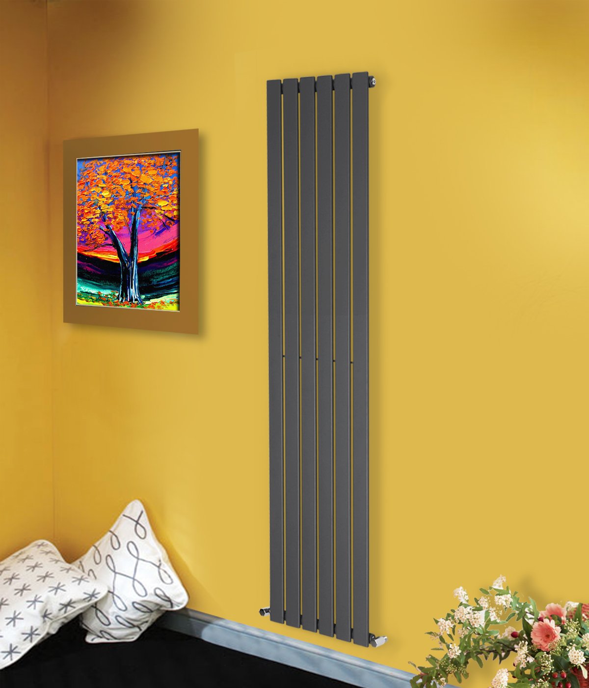 NRG Anthracite 1800x408mm Single Flat Panel Radiator Designer Vertical