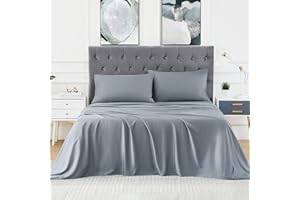 Queen Size Bed Sheets and Pillowcase Set,Rayon Derived from 100% Bamboo, 3-Piece Temperature Regulating Bedding, Breathable B