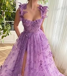 YUAOHUANG 3D Butterfly Tulle Prom Dresses for Women