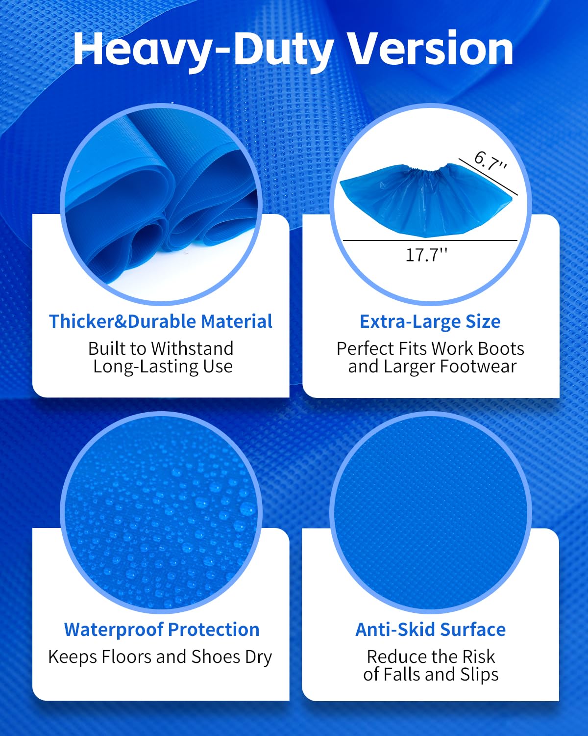 Condition photo showing As Is for buself heavy duty disposable shoe covers, extra large 6.7x17.7 in, thick 0.3 oz, waterproof non-slip