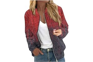 AAZJSS Women's Casual Bomber Jacket Lightweight Windbreaker Jackets Long Sleeve Windproof Spring Fall Jackets with Pockets