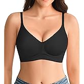 Jelly Bras for Women No Underwire - Wireless Seamless Padded Bralette, Full Coverage Back Smoothing Bra with Support (S-2XL)