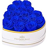 Eterfield 16 Forever Flowers in Heart Shape Box, Preserved Roses That Last a Year Preserved Flowers Birthday Gifts for Her Mom Women Wife Anniversary Valentines Day Mothers Day Christmas, Royal Blue