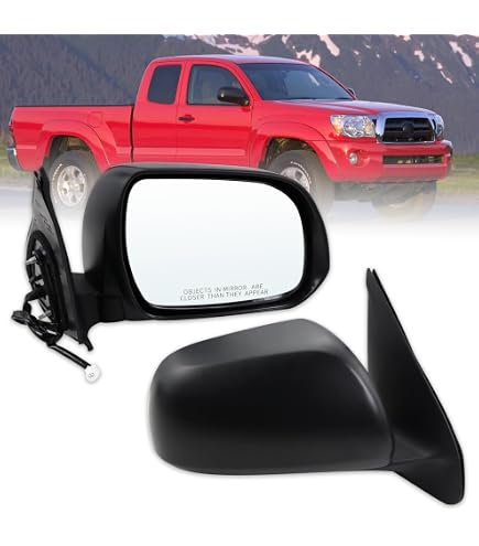 A-Premium Passenger Side Power Door Mirror - Compatible with Toyota Tacoma 2005-2011 - Non-Heated Manual Folding Black Outside Rear View Mirror, Complete Wing Mirrors - Canada
