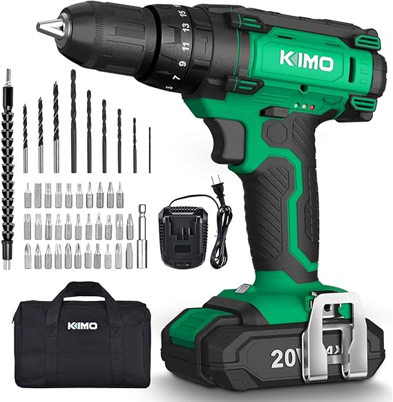 Cordless Drill Driver Kit 20V Impact Drill Set w/ 2.0Ah